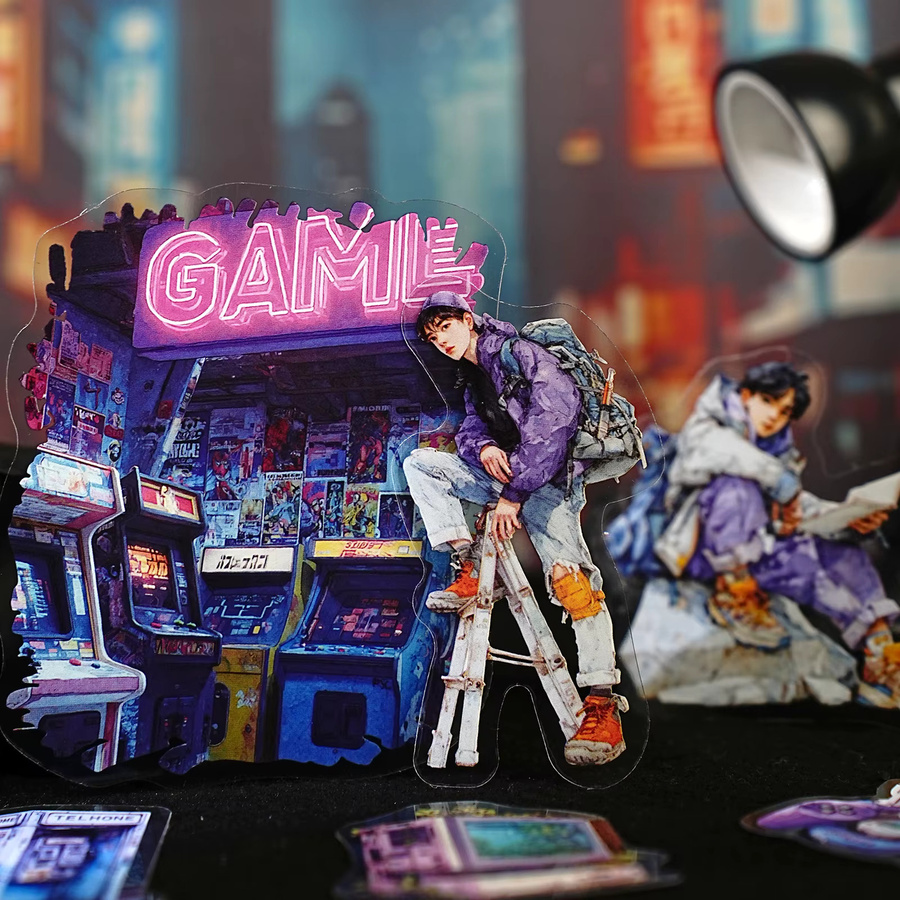 Etori Life City Neon Aufkleber Set mit 15 Stück im Cyberpunk Style, bunte futuristische Straßenfiguren zur Dekoration von Laptop, Telefon und Koffer - Bild 4
