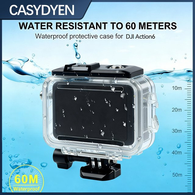 Wasserdichtes Tauchgehäuse DJI Action 6 Schutzhülle für deine Action Kamera in Transparent - Bild 1