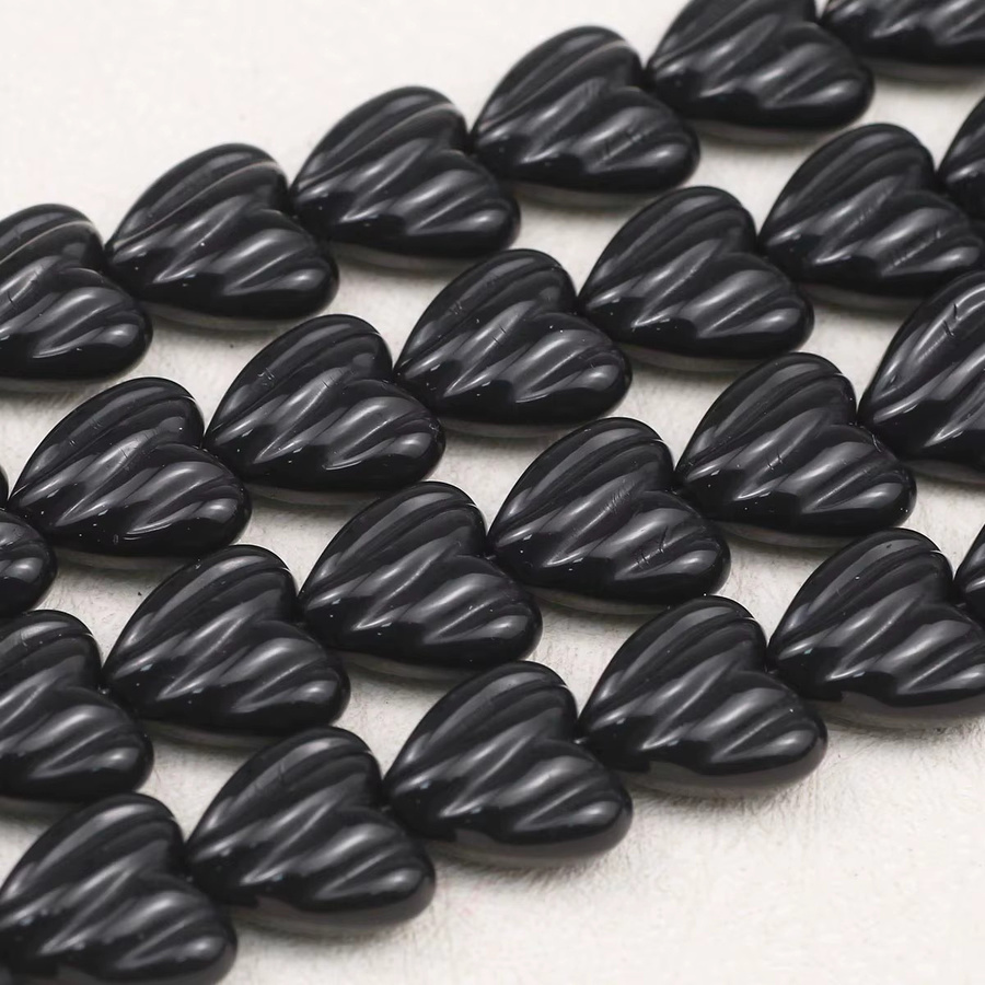 JHNBY Herzperlen Acryl, Schwarz, 14,5 mm, Unisex - Bild 5