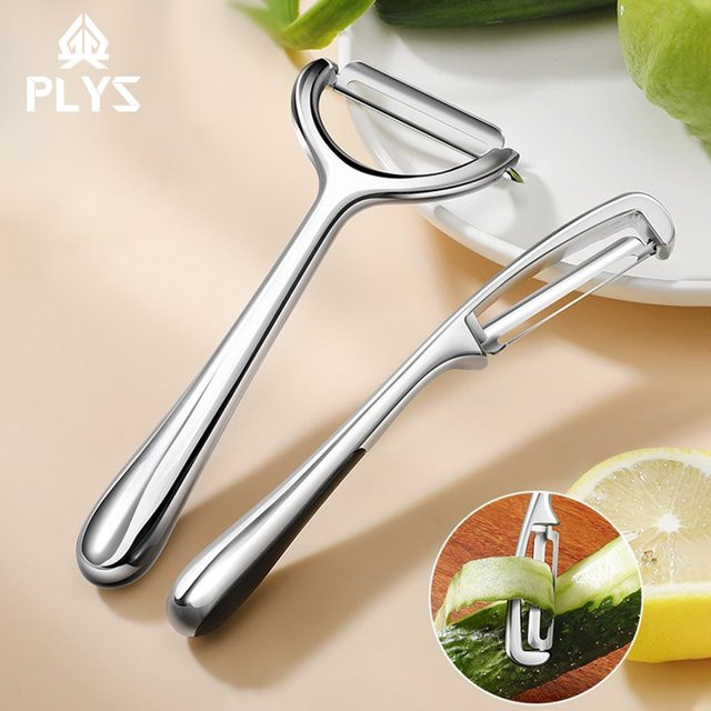PLYS Edelstahl-Schäler in Silber für Kartoffeln, Obst und Gemüse, B/H/T: 16,5 x 6,0 x 1,5 cm - Bild 1