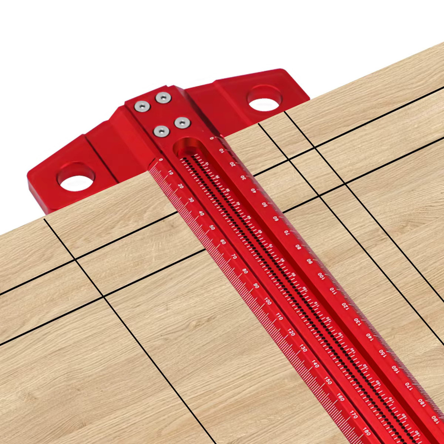 Wnew Präzisionsmarkierungs-T-Lineal aus Aluminiumlegierung in Rot für die Holzbearbeitung - Bild 2