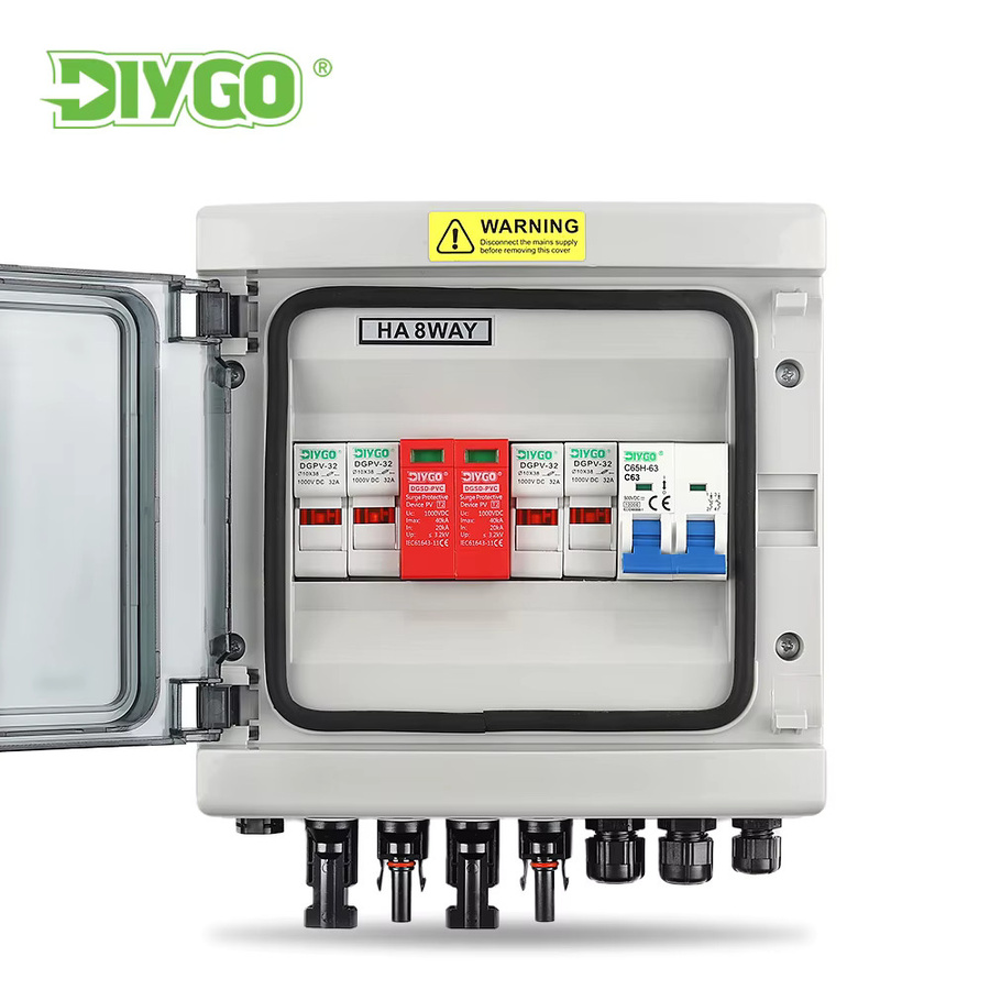 DIY GO PV Combiner Box Solar Photovoltaik mit 2 Eingängen und 1 Ausgang, IP65 wasserdicht, DC 500 V, inklusive Blitzschutz SPD und Sicherung MCB - Bild 2