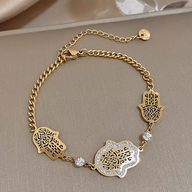 DODOHAO Charm Armband, Hand von Fatima, Gold Farbe, Damen - Bild 1
