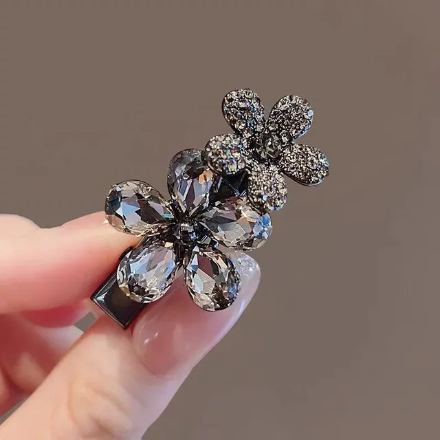 HIYAYZ Haarnadel Schwarz Kristall Blume, Damen - Bild 1