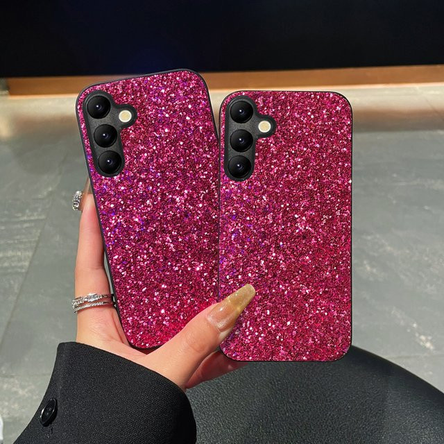 Glitzernde Handyhülle in Rosenrot mit Kunststeinchen für Samsung Galaxy S26 S25 S24 S23 S22 Ultra Plus FE S25Edge - Bild 1