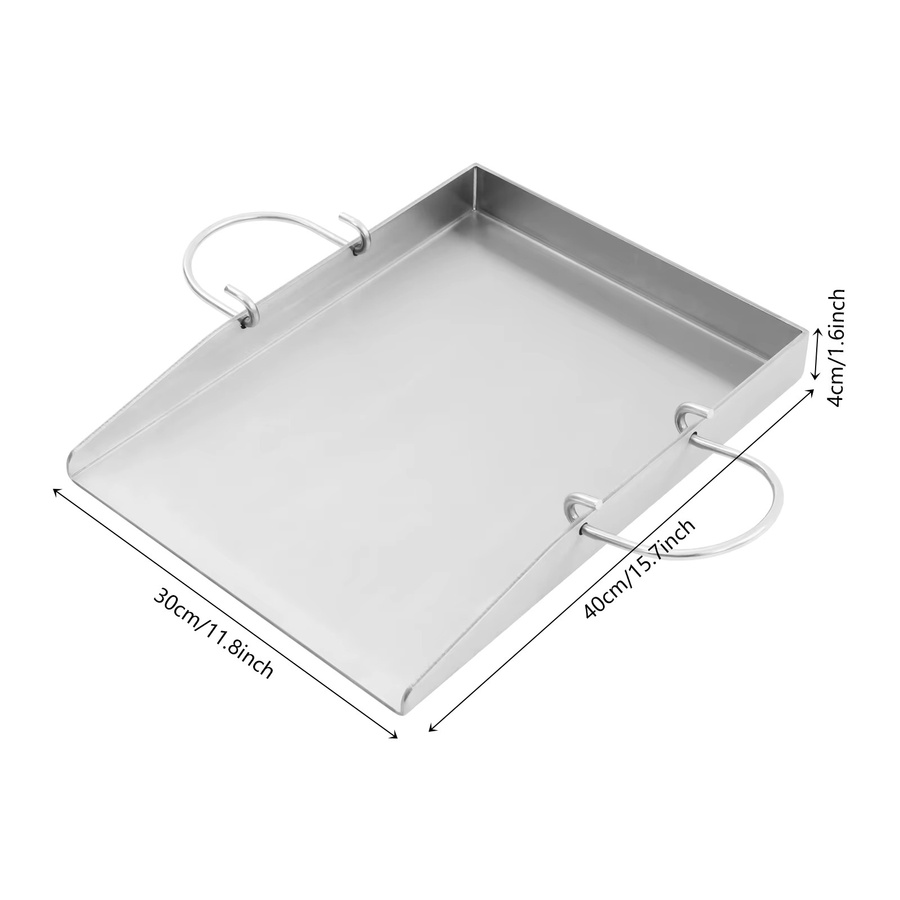 Rechteckige Grillplatte aus Edelstahl in Silber mit abnehmbaren Griffen, B/T: 40 x 40 cm - Bild 5