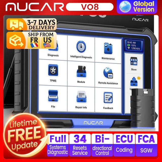 MUCAR VO8 Auto-Diagnosegerät in Schwarz mit bidirektionaler ECU-Codierung, 34 Reset-Funktionen und CAN CANFD OBD2 Scanner - Bild 1