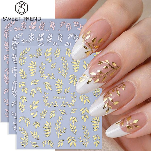 SWEET TREND Nagelkunst-Aufkleber, Blätterdesign, Metallic, 3 Stück - Bild 1