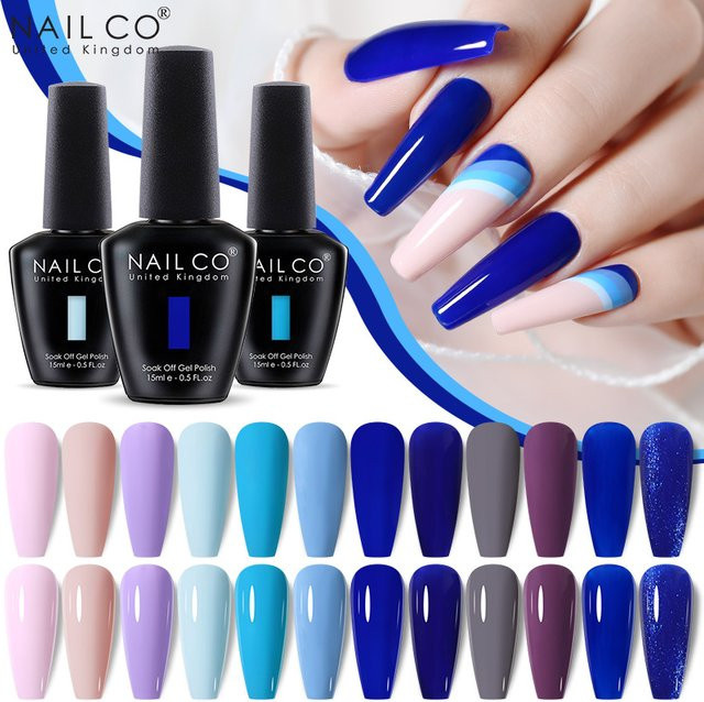 NAILCO Gel-Nagellack, Blau, 15 ml, TPO-frei, HEMA-frei, abziehbar - Bild 1