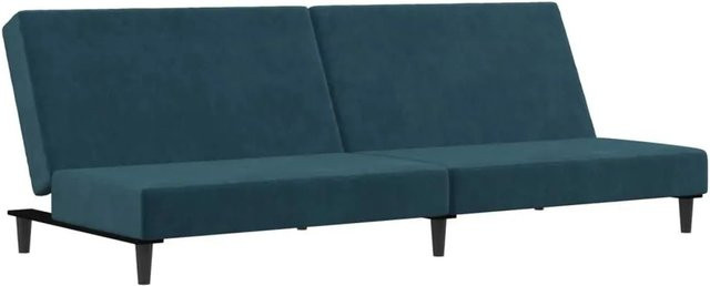 vidaXL Schlafsofa 2-Sitzer Click-Clack in Blau mit Samtbezug und Massivholzrahmen - Bild 1