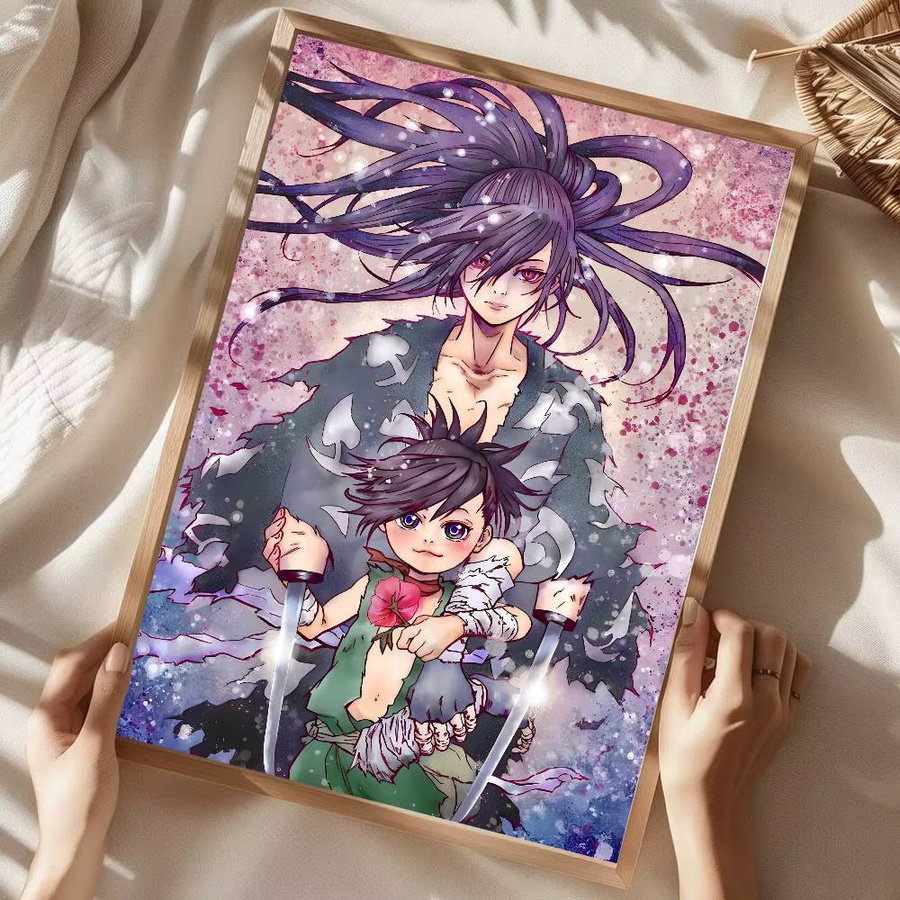 Dororo Hyakkimaru Anime-Poster von Bilibili als wasserdichter Wandkunst-Aufkleber in Vintage-Optik, Mehrfarbig, Rechteckig, B: 20,0 cm, H: 20,0 cm - Bild 5
