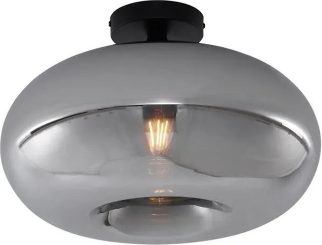QAZQA Art-Deco Deckenleuchte in Schwarz mit Rauchglas, Durchmesser: 40 cm - Bild 1