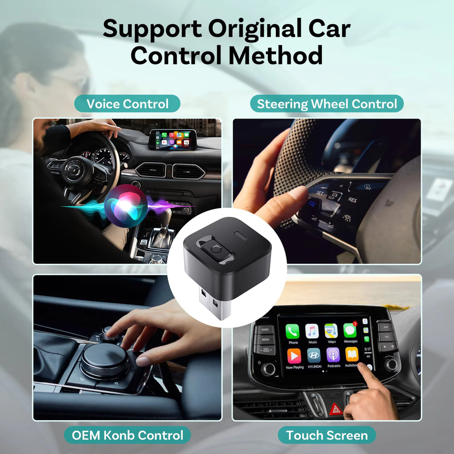 OTTOCAST MINI Dot 2-in-1 Wireless CarPlay und Android Auto USB-Adapter in Schwarz und Blau - Bild 4