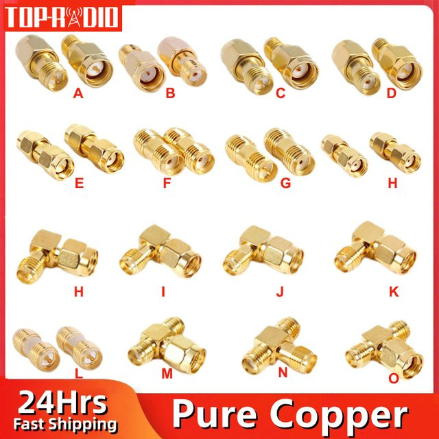 SMA zu RP-SMA Adapter Set, vergoldetes Kupfer, Rechtswinkel Konverter in Gold - Bild 1