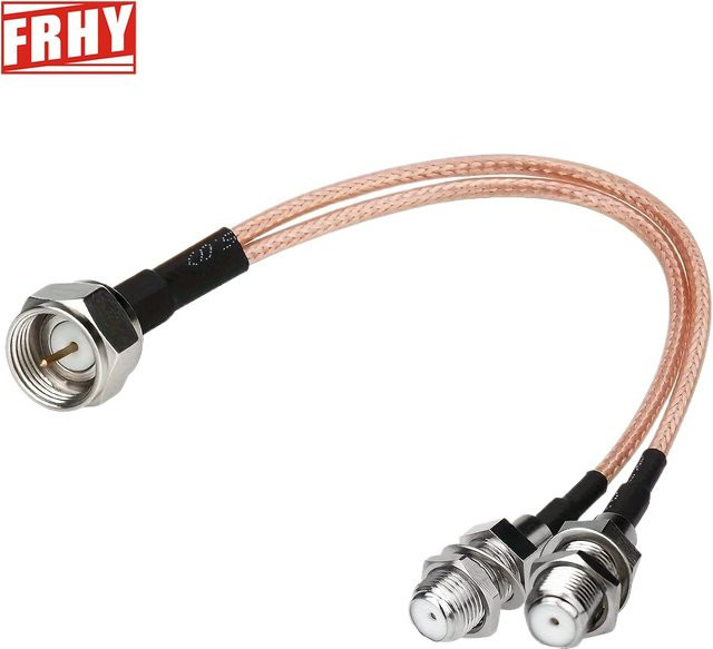 FRHY RG6 Koaxial-Splitter 75 Ohm 3-Wege-Splitter und Kombinator mit F-Stecker auf Dual F-Buchse und RG316 Koaxialkabel in Silber - Bild 1