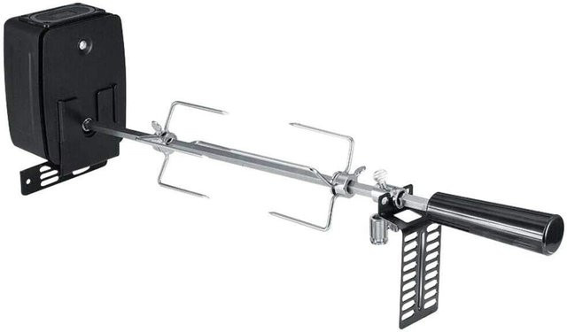 Bymaocar Elektrisches Drehspieß-Set aus Edelstahl in Silber und Schwarz mit verstellbaren Gabeln und Batteriebetrieb für den Grill - Bild 1