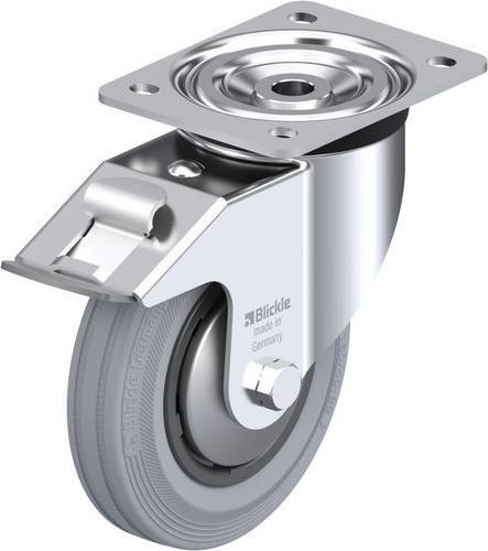 Blickle Lenkrolle L-VPP 160G-FI-SG-FA mit Feststeller in Schwarz-Silber, Rad-Durchmesser: 16 cm, Tragfähigkeit: 135 kg - Bild 1