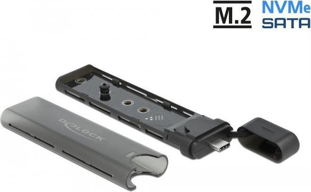 Delock M.2 SSD-Gehäuse für NVMe und SATA mit USB-C und 10 Gbit/s in Schwarz - Bild 1