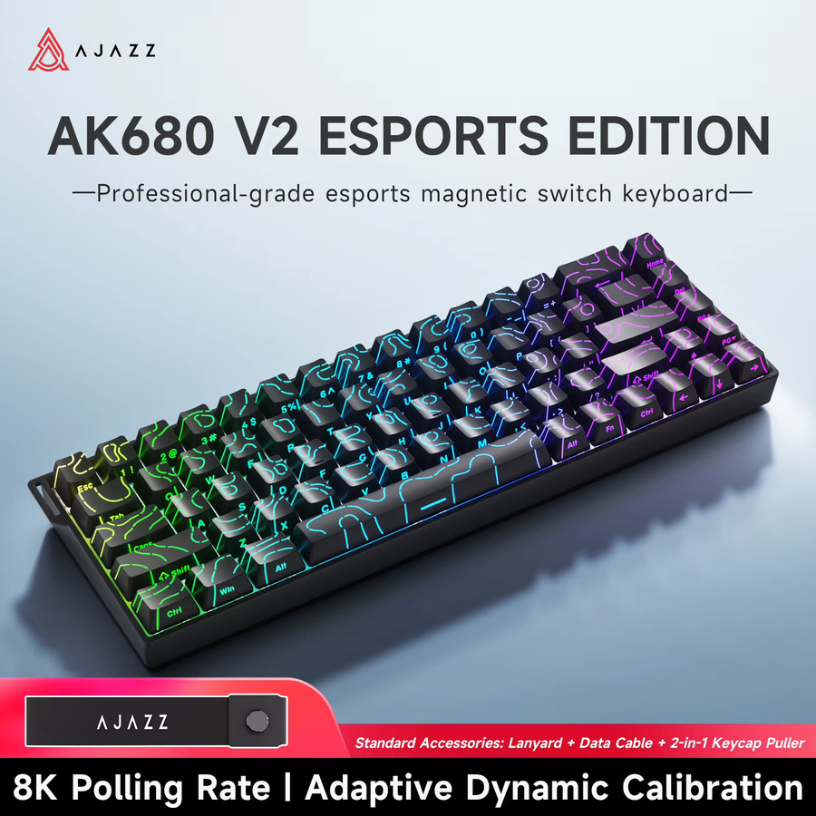Ajazz AK680 V2 Hall-Effect Magnetische Schalter-Tastatur in Schwarz mit RGB-Beleuchtung und kompaktem 68-Tasten-Layout - Bild 7