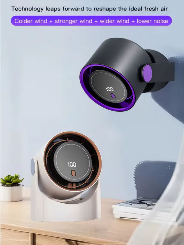 XIAOTREE Intelligenter elektrischer Ventilator in Grau mit 100 Geschwindigkeitsstufen, bladloser Desktop-Ventilator mit USB-Aufladung und Wandmontage für Büro und Innenbereich - Bild 7