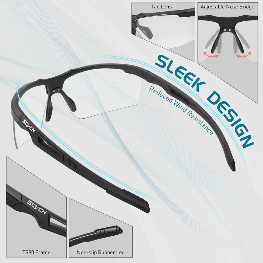 SCVCN Sportsonnenbrille, Unisex, Vollrand, Black, Kunststoff - Bild 4