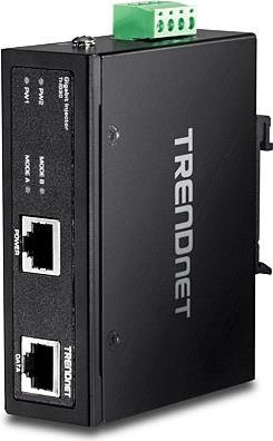 TRENDnet TI-IG30 PoE Injektor Power Adapter in Schwarz mit 30 Watt und Gigabit Ethernet/LAN Unterstützung für die DIN-Schienenmontage - Bild 1