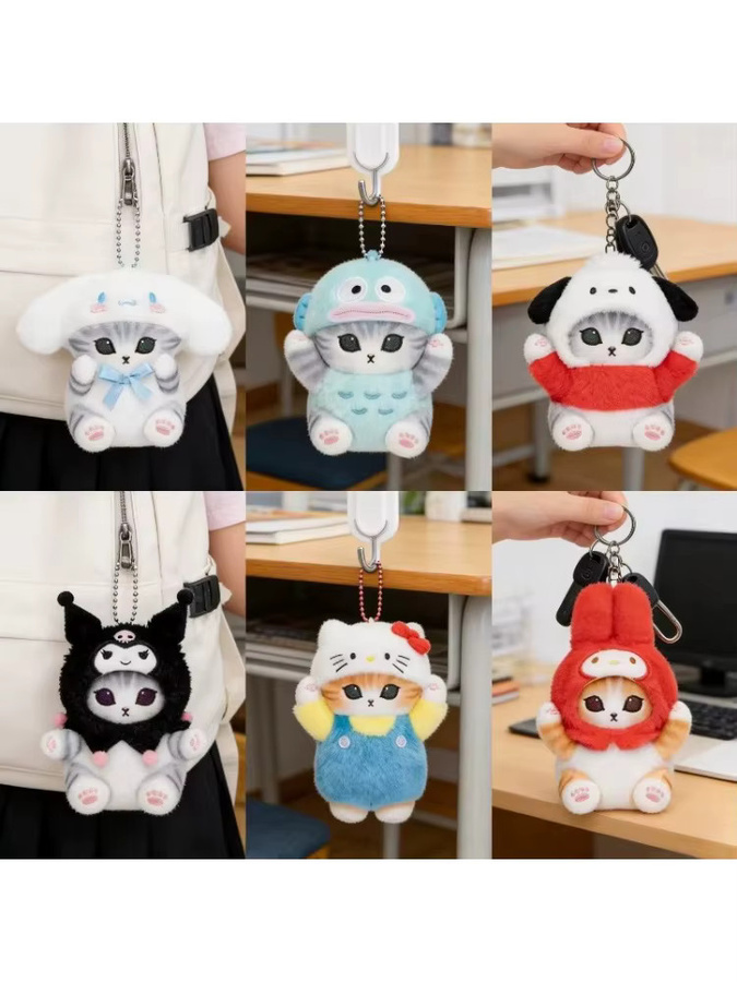 Sanrio Kuromi My Melody Japanischer Hai-Katzen-Plüsch-Schlüsselanhänger - Bild 4