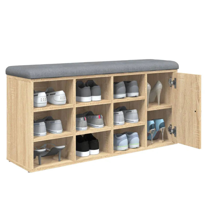 vidaXL Schuhbank aus Holzwerkstoff in Sonoma-Eiche, B/T/H: 102 x 32 x 50 cm - Bild 2