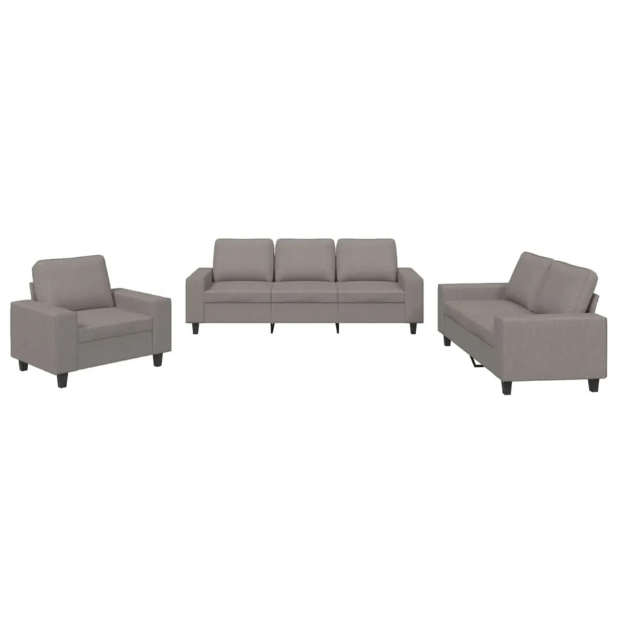 vidaXL 3-teilige Sofagarnitur modern in Taupe mit Stoffbezug und Armlehnen - Bild 2