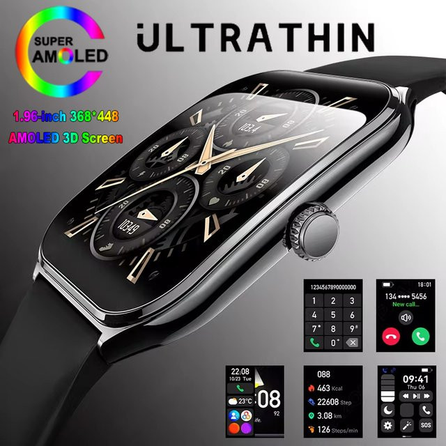 OPPO Smartwatch für Männer mit AMOLED HD Bildschirm, Bluetooth Anruf, Herzfrequenzmessung und wasserdicht, Schwarz - Bild 1