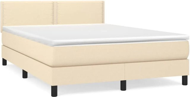 vidaXL Boxspringbett mit Matratze in Beige, Hybrid-Design mit Taschenfederkern, B/T: 140 x 200 cm - Bild 1