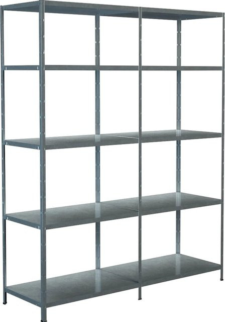 SCHULTE REGALWELT Steckregal-Set mit Anbauregal aus verzinktem Stahl, silberfarben, H: 200 cm, B: 160 cm, T: 50 cm - Bild 1
