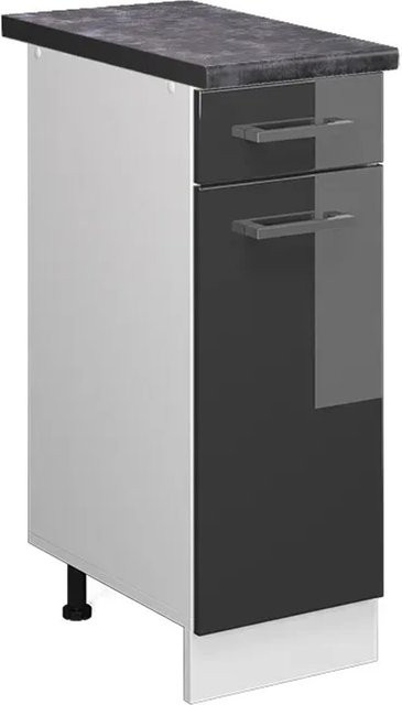 Vicco Küchenunterschrank R-Line in Anthrazit Hochglanz und Weiß, B: 30 cm, H: 81,6 cm, T: 60 cm - Bild 1