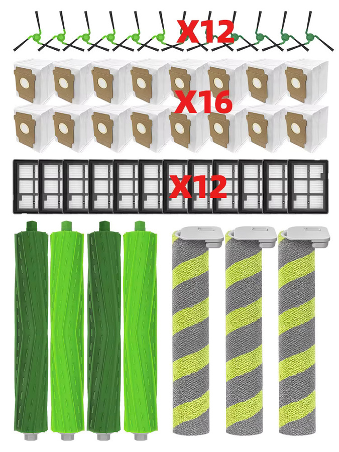 OSSIEAO Ersatzteil-Set für iRobot Roomba Max 705 Combo 706 707 Combo in Multicolour bestehend aus Hauptbürste Seitenbürste Filter Staubbeutel und Wischtuch - Bild 3