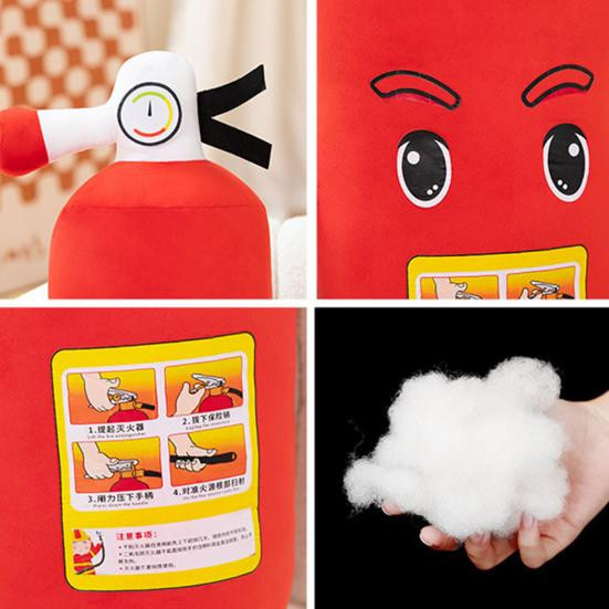 Cartoon Feuerlöscher Plüschtier in Rot als zylindrisches Nacken- und Rückenkissen aus Spandex und Polyester - Bild 2