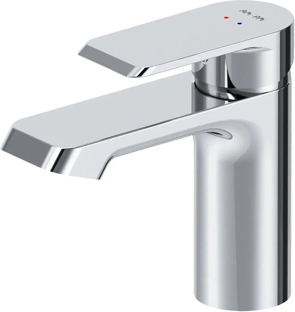 AM.PM Einhebel-Waschtischarmatur Flash aus Messing in Chrom, wandmontierte Waschbecken Armatur mit Wassersparfunktion, Farbe: Silber - Bild 1