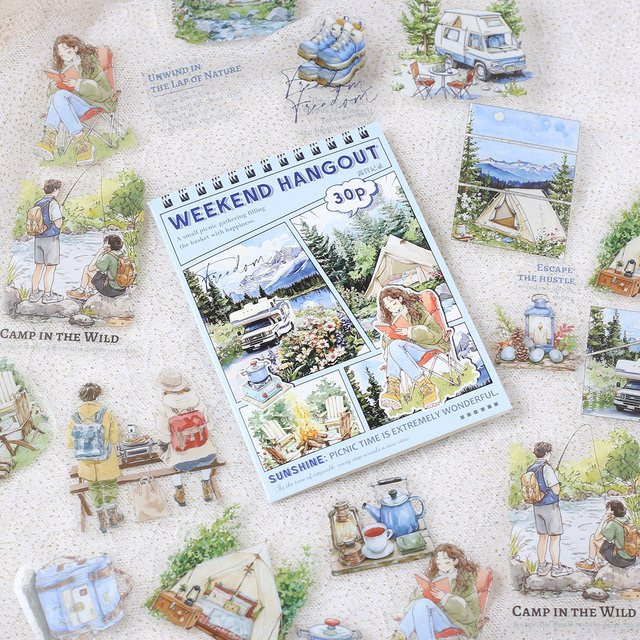 30 Stück PET Dekorationsaufkleber Set in Multicolour für Scrapbook, Journaling und Bastelarbeiten - Bild 1