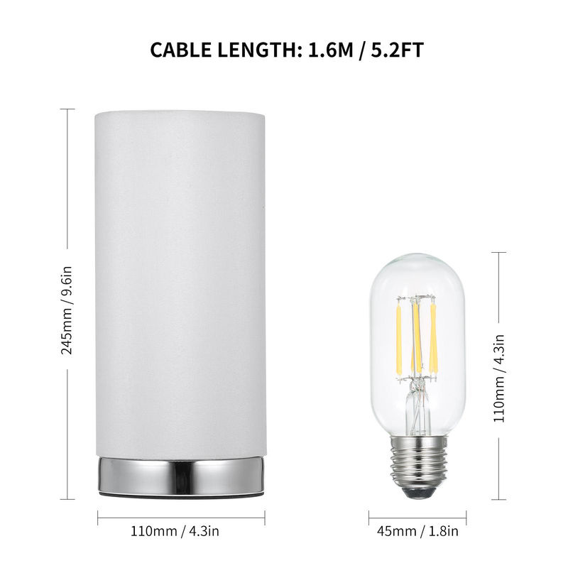 Moderne TOMTOP JMS Tischleuchte in Grau mit Touch-Steuerung, dimmbar und inklusive LED-Leuchtmittel für Wohnzimmer, Schlafzimmer und Büro - Bild 4