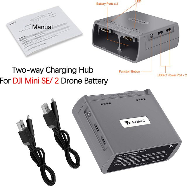 YANHAO Intelligentes Ladegerät mit USB-Anschluss für DJI Mini 2 und Mini Drohnen-Akkus, Grau - Bild 1