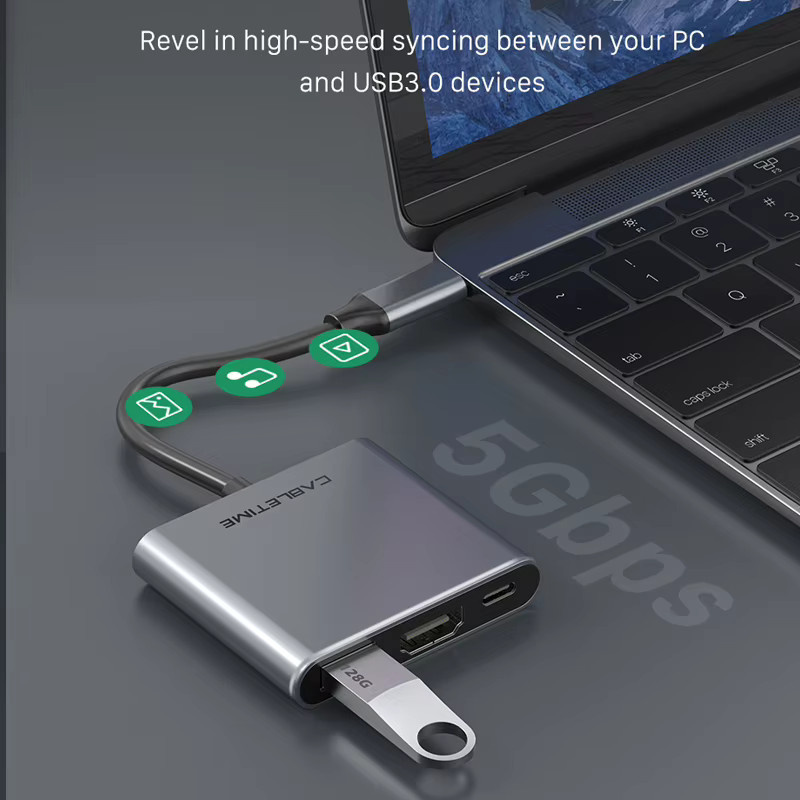 CABLETIME 3-in-1 USB-C-Hub mit HDMI 4K für Nintendo Switch, MacBook Pro und PC - Bild 2