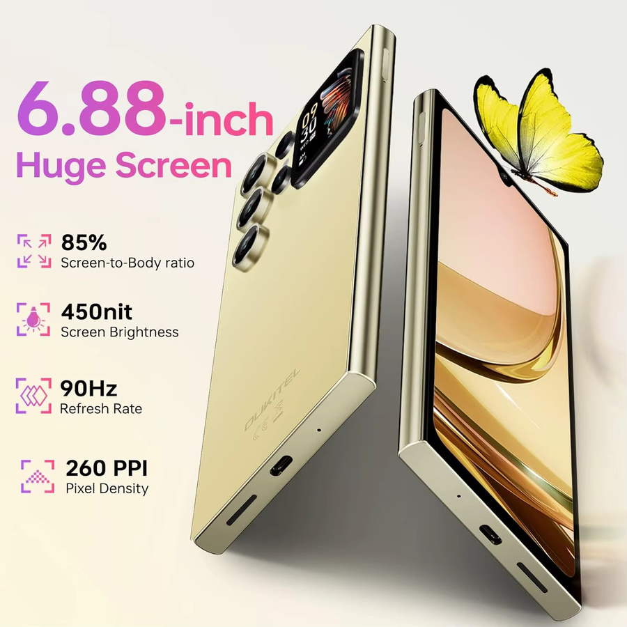 Oukitel C62 Pro Smartphone Gold mit 6,88 Zoll Display, 24GB RAM, 256GB ROM und 5150mAh Akku - Bild 2