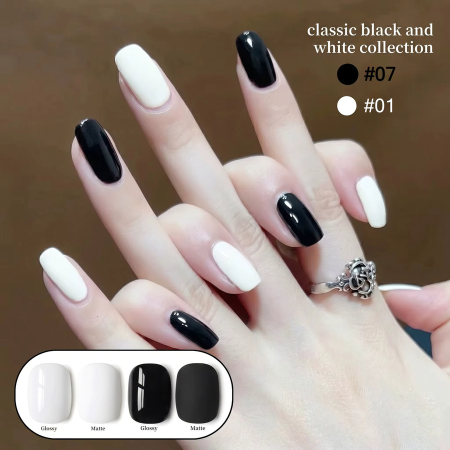 Hassleless Nagelgel Schwarz-Weiß, 15 ml, Glänzend - Bild 2