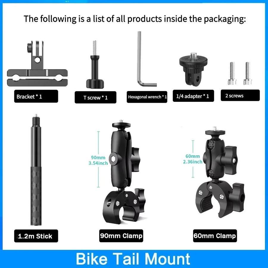 Erchang Fahrrad-Heckhalterung Montage-Kit für Insta360 x5 x4 x3 in Schwarz - Bild 5