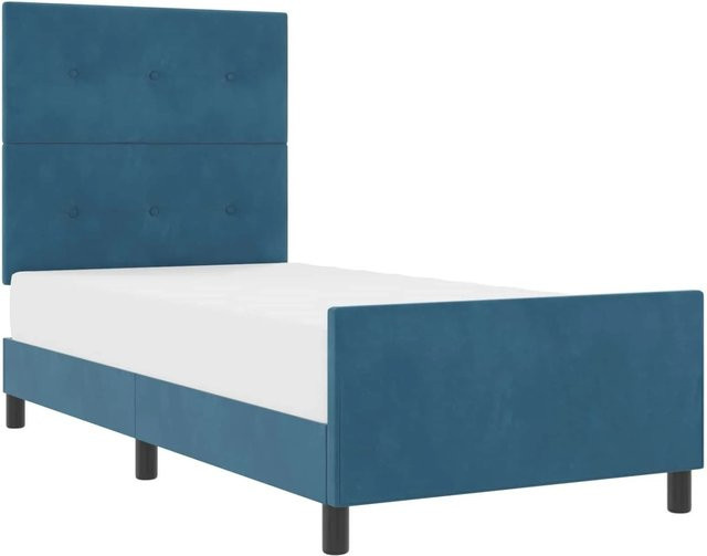 vidaXL Boxspringbett mit Kopfteil in Dunkelblau aus Samt, B/T/H: 80 x 200 x 128 cm - Bild 1