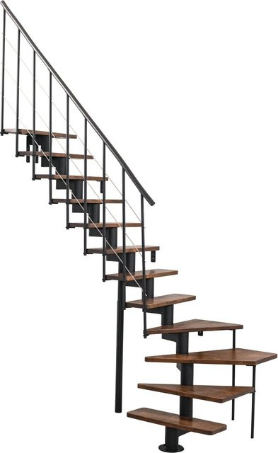Minka Mittelholmtreppe Comfort Top Turn in Walnuss und Schwarz für eine Raumhöhe bis 312 cm - Bild 1