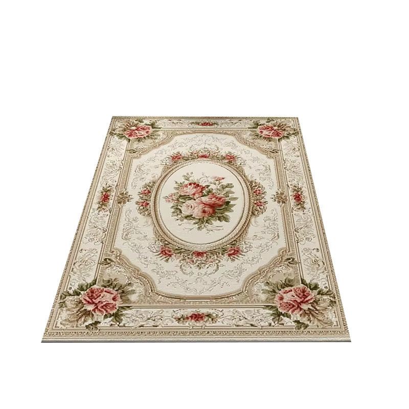 RAKKS Europa Licht Luxus Vintage Teppich mit floralem Blumenmuster als moderne Anti-skid Matte für dein Wohnzimmer oder Schlafzimmer - Bild 6