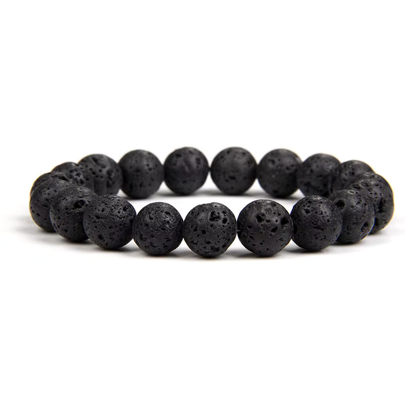 GolbalJew Armband, schwarze vulkanische Lava Stein Perle, Unisex - Bild 3