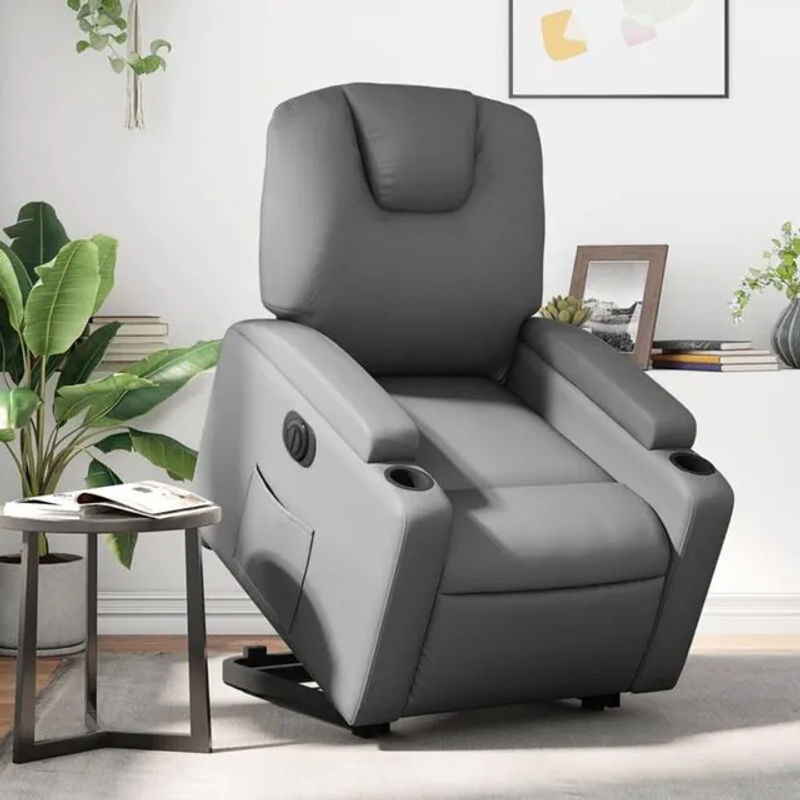 Elektrischer Relaxsessel mit Aufstehhilfe von vidaxl in Grau aus Kunstleder - Bild 1
