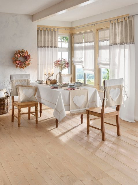 Kissenhülle Heine Home mit Herz-Motiv aus Baumwolle und Leinen in Weiß und Beige, B/T/H: 40 x 40 x 40 cm - Bild 1