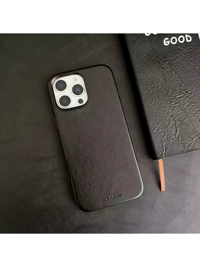 Business Sle Leder Textur Magnetische Hülle für iPhone 17 Pro Max 16 15 14 13 mit Wireless Charge und Alloy Lens Bumper Armor Cover in Schwarz - Bild 5